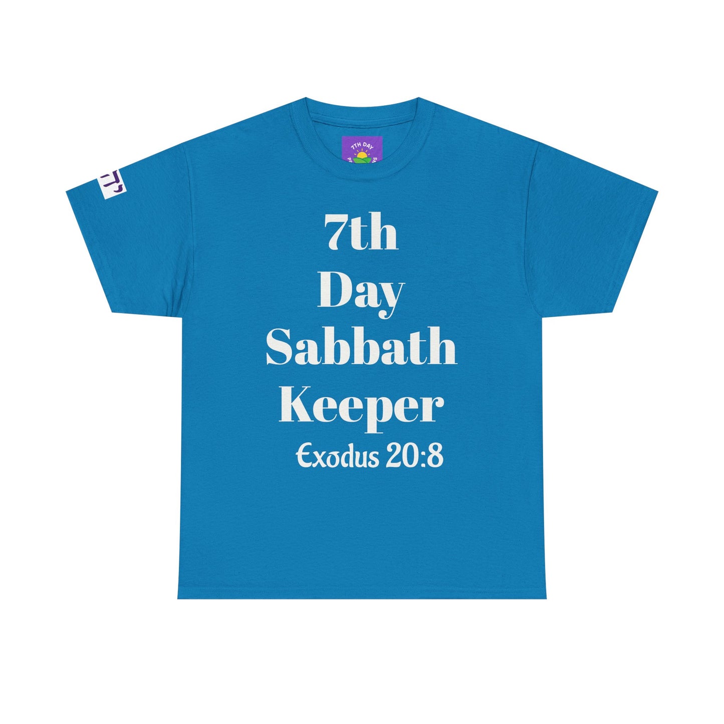 7th Day Sabbath keeper with Hebrew letters on sleeve T-shirt
