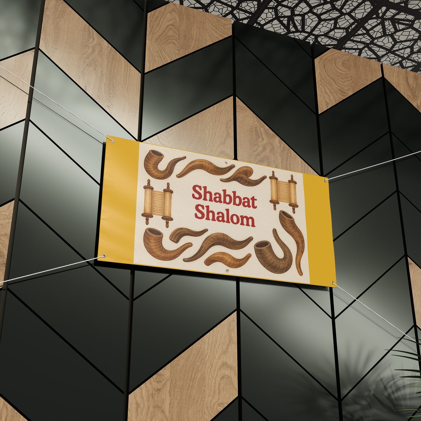 Shabbat Shalom outdoor vinyl banner