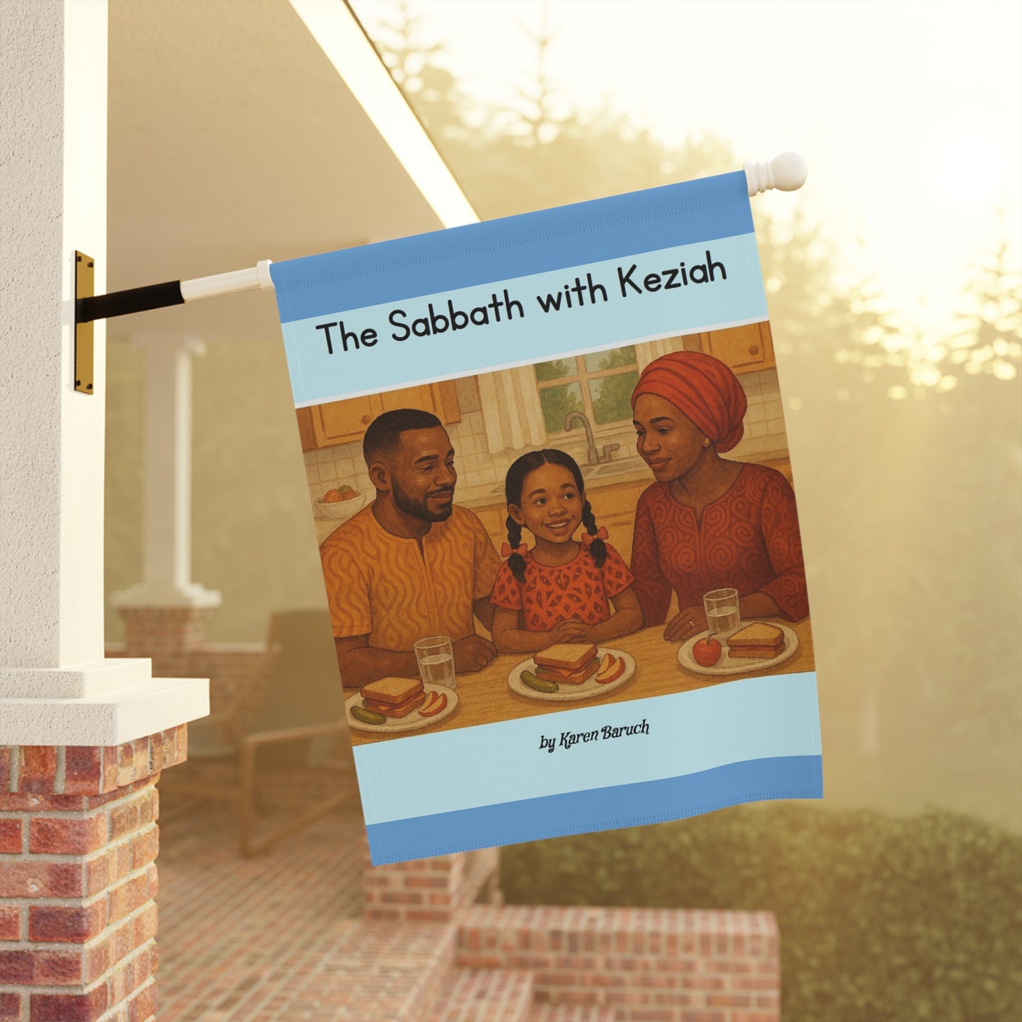 The Sabbath with Keziah (Hebrew family) Banner, Flag, Religious Decor