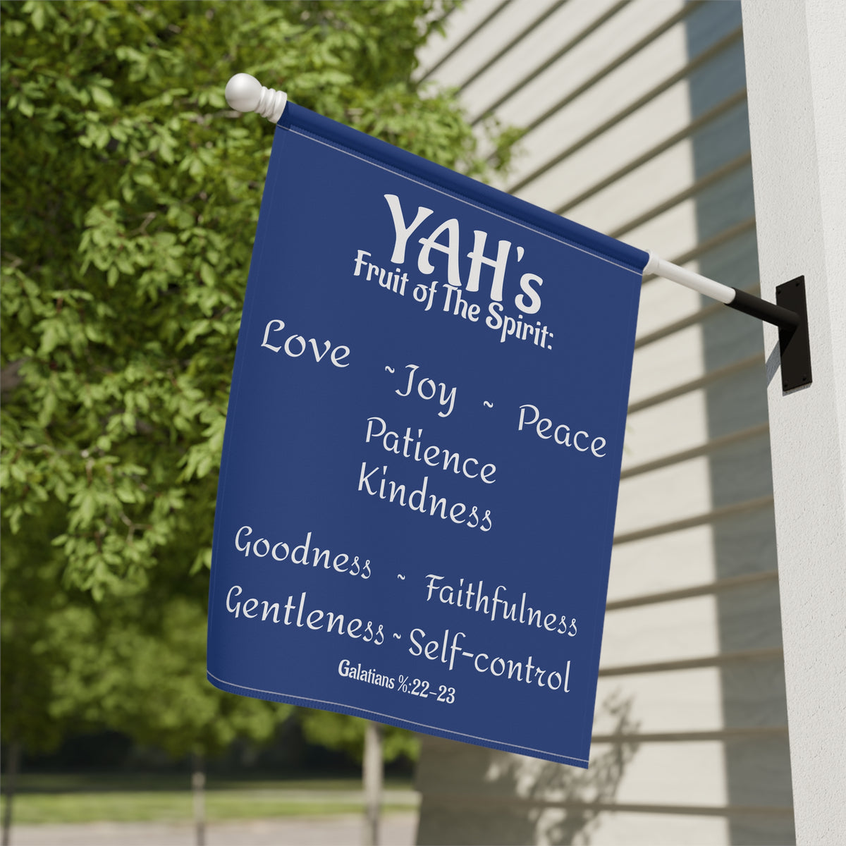 Fruit of The Spirit (blue & white Garden Banner, Garden Flag, Religious Home Decor)