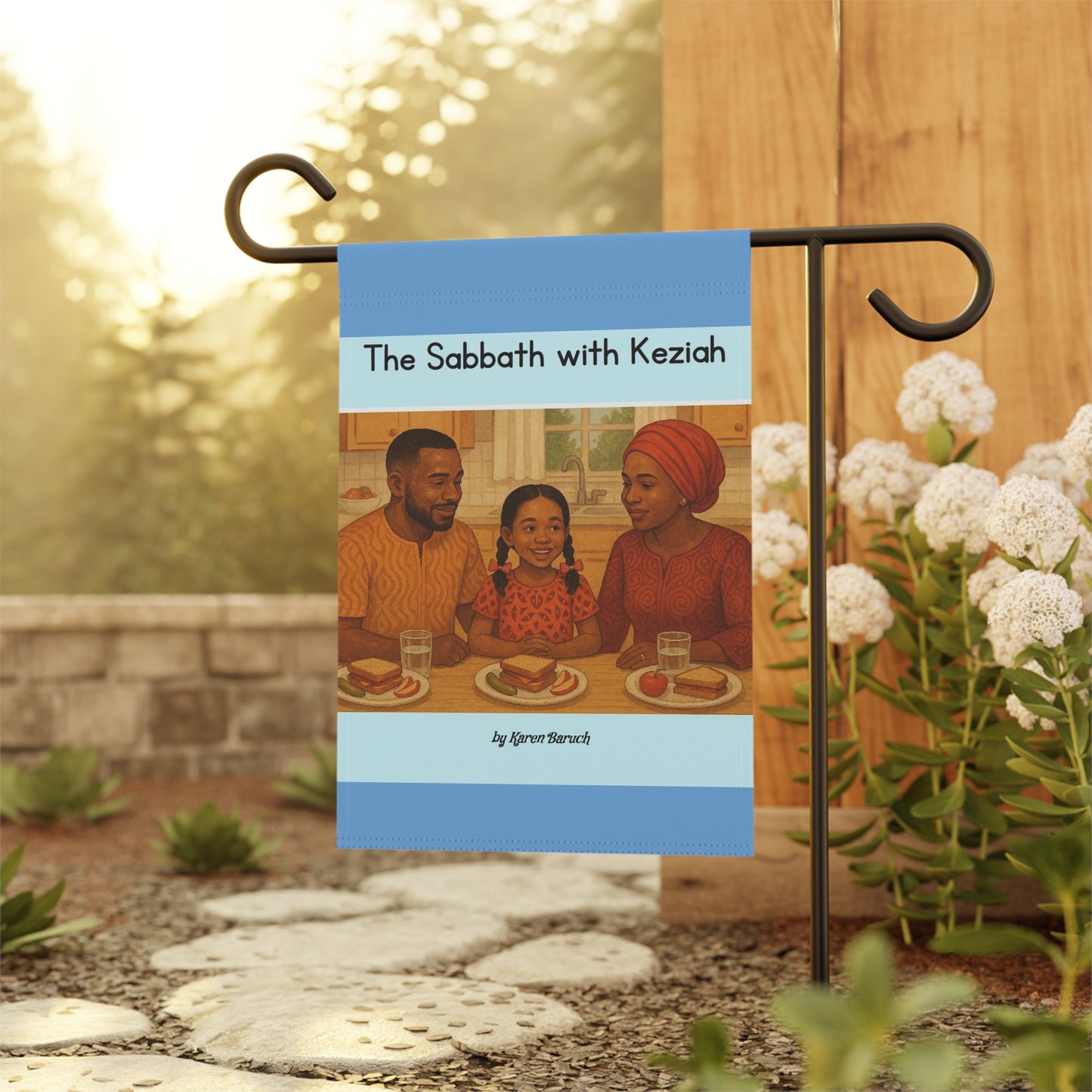 The Sabbath with Keziah (Hebrew family) Banner, Flag, Religious Decor