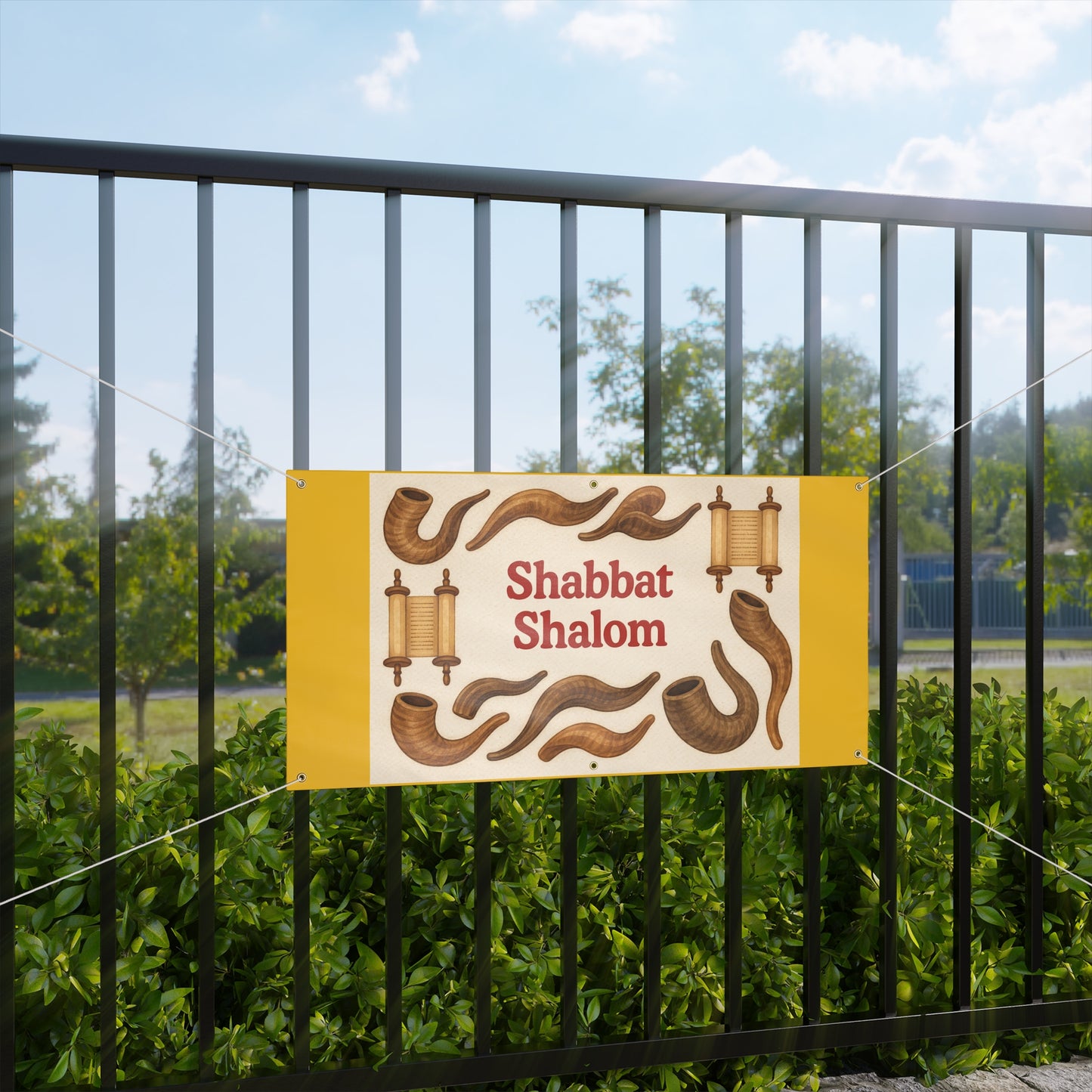 Shabbat Shalom outdoor vinyl banner