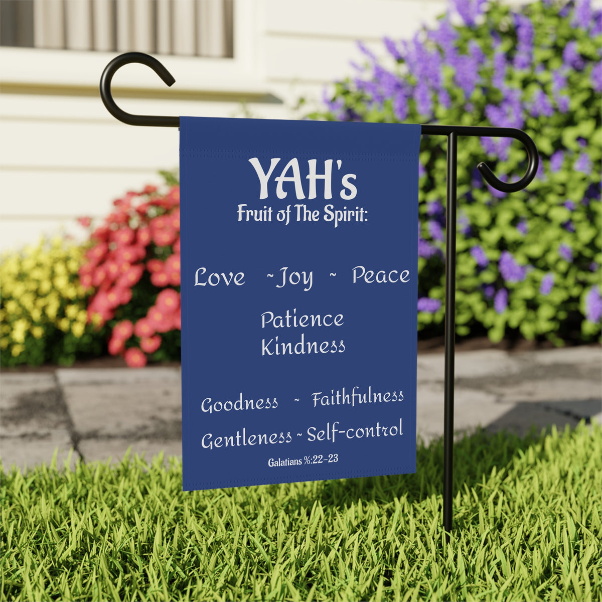Fruit of The Spirit (blue & white Garden Banner, Garden Flag, Religious Home Decor)