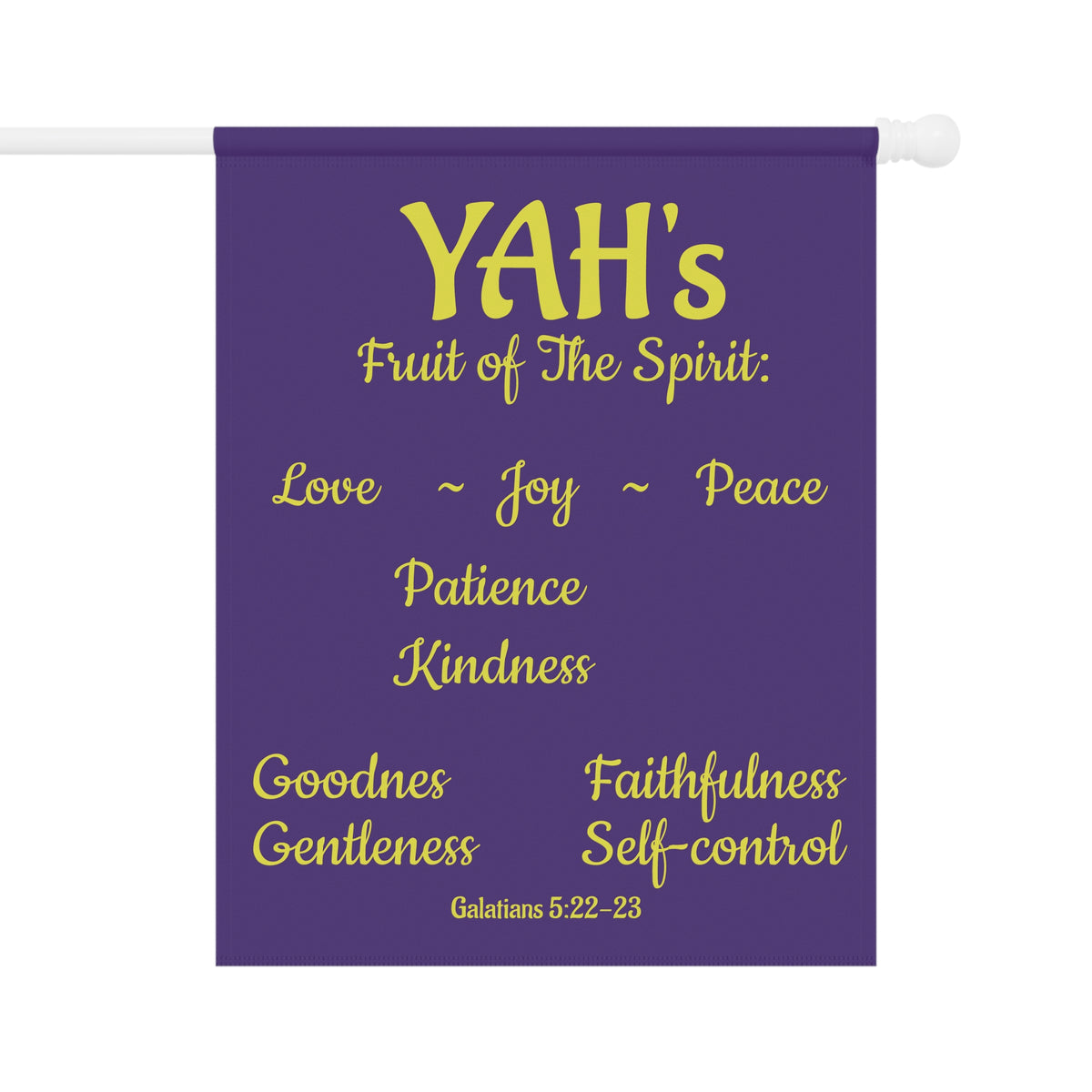 Fruit of The Spirit (purple & gold Garden Banner, Garden Flag, Religious Home Decor)