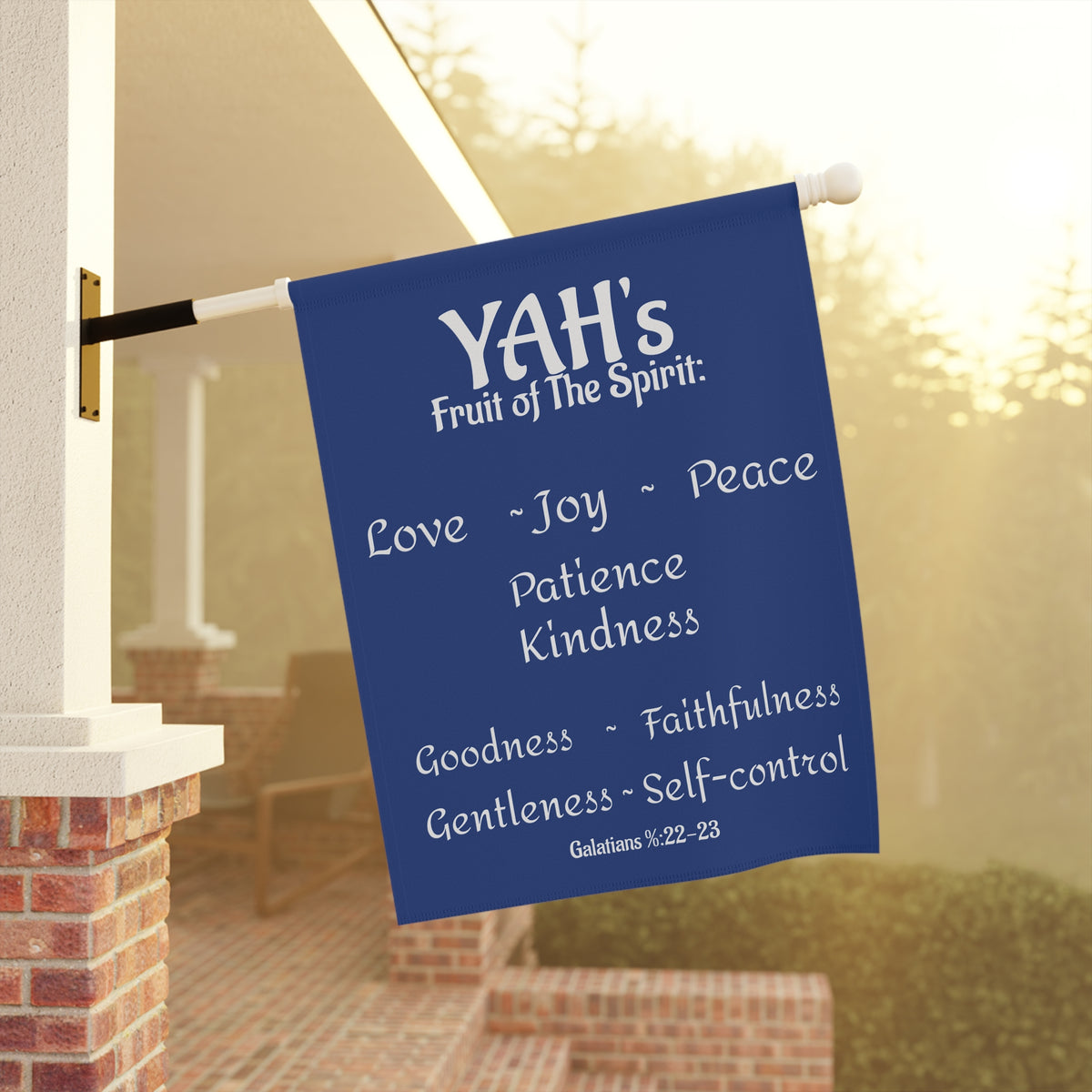 Fruit of The Spirit (blue & white Garden Banner, Garden Flag, Religious Home Decor)